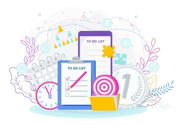Fazer o conceito de lista. Rotina diária e planejamento, gerenciamento de tempo — Vetor de Stock