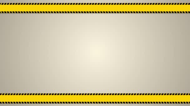 Varningsskylt under uppbyggnad. 2D-animerad logo typ i bakgrunden. — Stockvideo