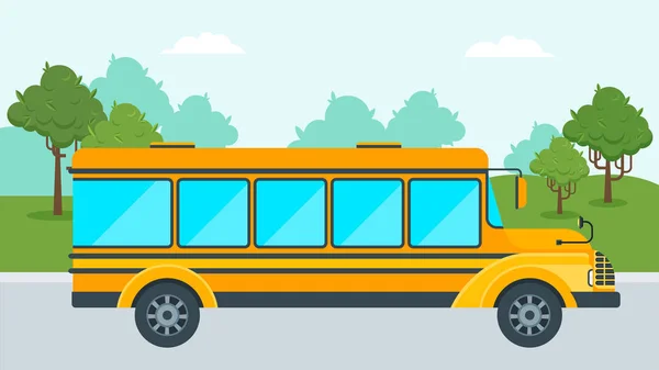 Autobús escolar amarillo sobre fondo blanco. Educación y escolarización . — Vector de stock