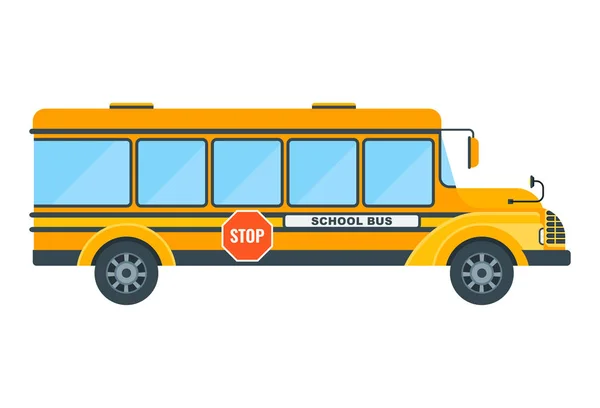 Žlutý školní autobus na bílém pozadí. Vzdělávání a školní docházku. — Stockový vektor