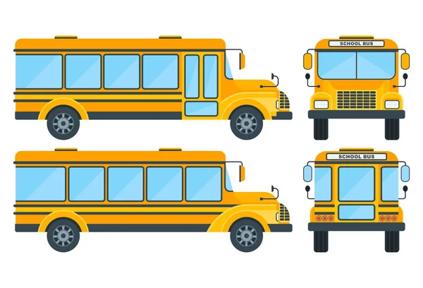 Autobús escolar amarillo sobre fondo blanco. Educación y escolarización . — Vector de stock