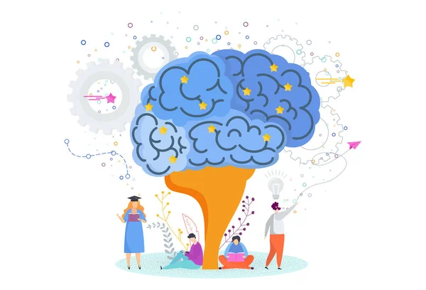 Un cervello intelligente. Albero della conoscenza. Metafora dello studio, dell'educazione . — Vettoriale Stock