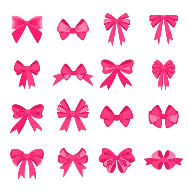 Elegantes lazos rosados de una cinta ancha. Decoración para tarjetas de felicitación — Archivo Imágenes Vectoriales