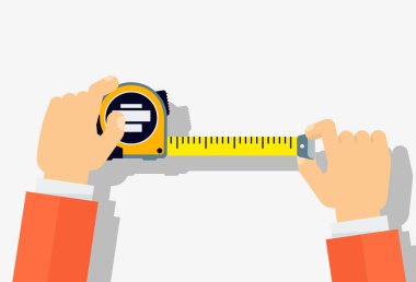 Measuring tape in the hands of a man. clipart