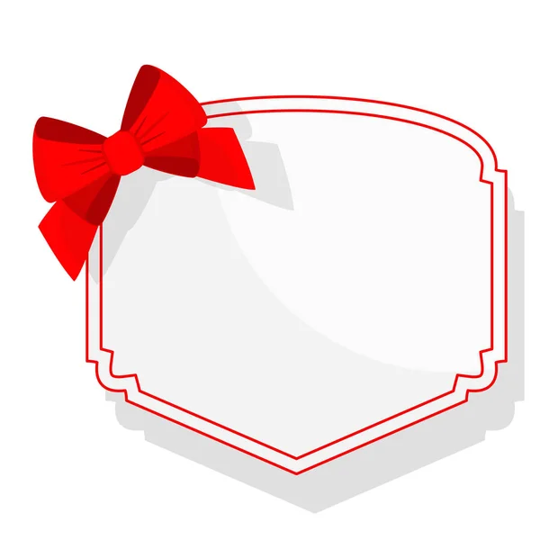 Маленькая кудрявая белая карточка с ярко-красным бантом — стоковый вектор