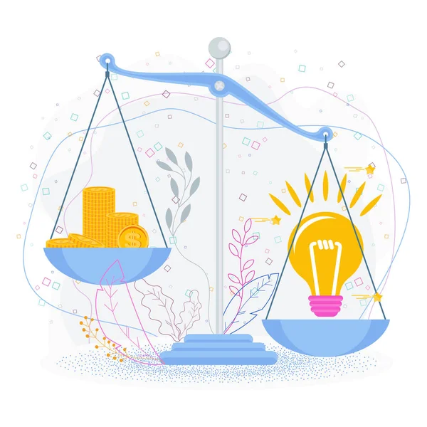A ideia é mais cara do que o dinheiro. Metáfora empresarial . —  Vetores de Stock