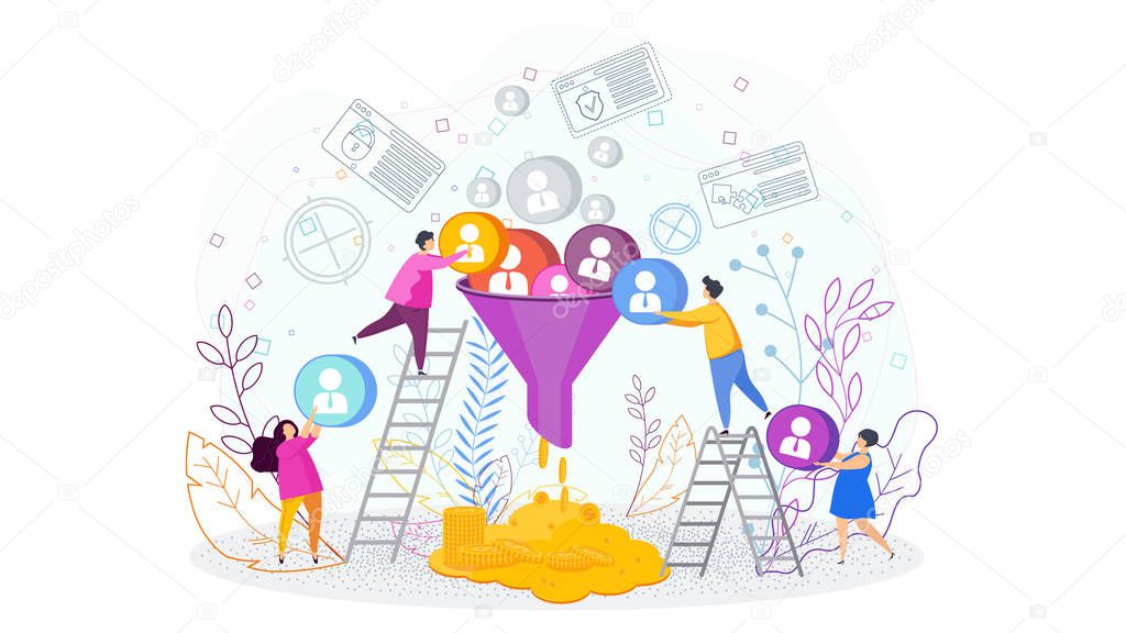 Vector illustration of Sales Funnel Concept Tiny 309679074