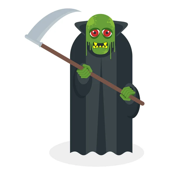 Zöld Toothy zombi a Kasza a kezében. — Stock Vector