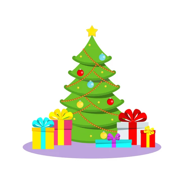 Vektorová ikona vánočního stromu. Blahopřejeme výzdoba — Stockový vektor