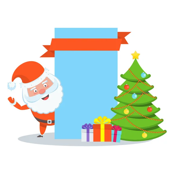 Plano vetor engraçado feliz personagem Papai Noel — Vetor de Stock