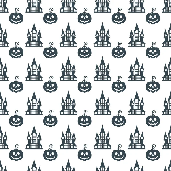 Plano cartoon Vector Halloween sem costura fundo padrão — Vetor de Stock