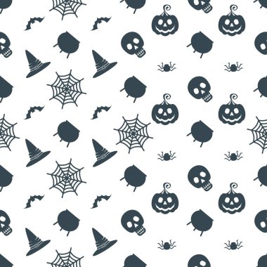 Düz çizgi film Vektör Cadılar Bayramı Kusursuz desen arkaplanı