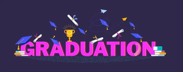 Felicidades graduados 2020 clase de graduaciones. Diseño plano de dibujos animados — Vector de stock