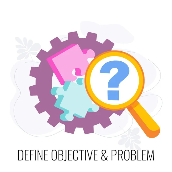 Define objective and problem icon. Market research. — Stock Vector