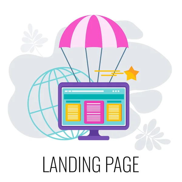 Icono de landing page. Comercialización ilustración vectorial plana . — Archivo Imágenes Vectoriales