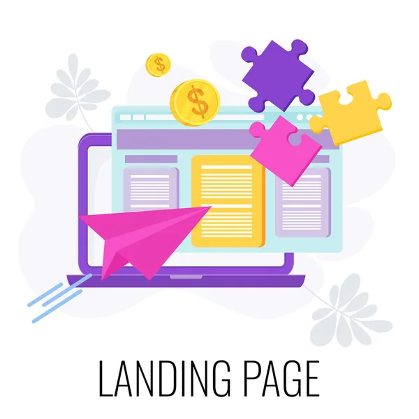 Ícone de landing page. Marketing ilustração vetorial plana . —  Vetores de Stock