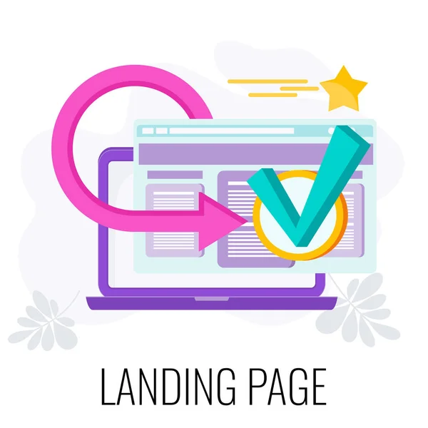 Landing Page Icon. Vermarktung flacher Vektorabbildung. — Stockvektor