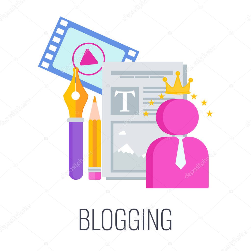 Blogging icon. Content marketing. Advertising campaign planning.
