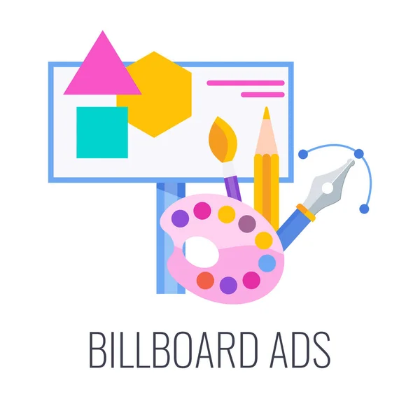 Εικονίδιο διαφήμισης Billboard. Εξωτερική διαφήμιση, πινακίδες. Εξερχόμενο μάρκετινγκ. — Διανυσματικό Αρχείο