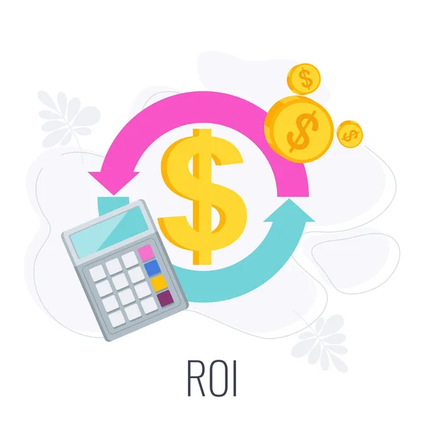 ROI icoon. Rendement van investeringen. Platte vectorillustratie. — Stockvector