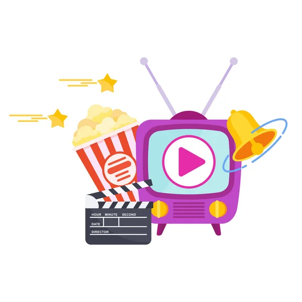 Video marketing. Music and entertainment content. Internet cinema — Stock Vector