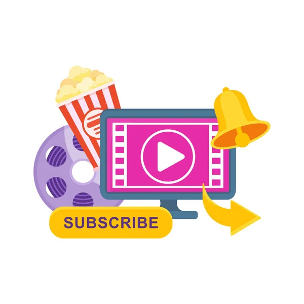 Video marketing. Contenuti musicali e di intrattenimento. Internet cinema — Vettoriale Stock