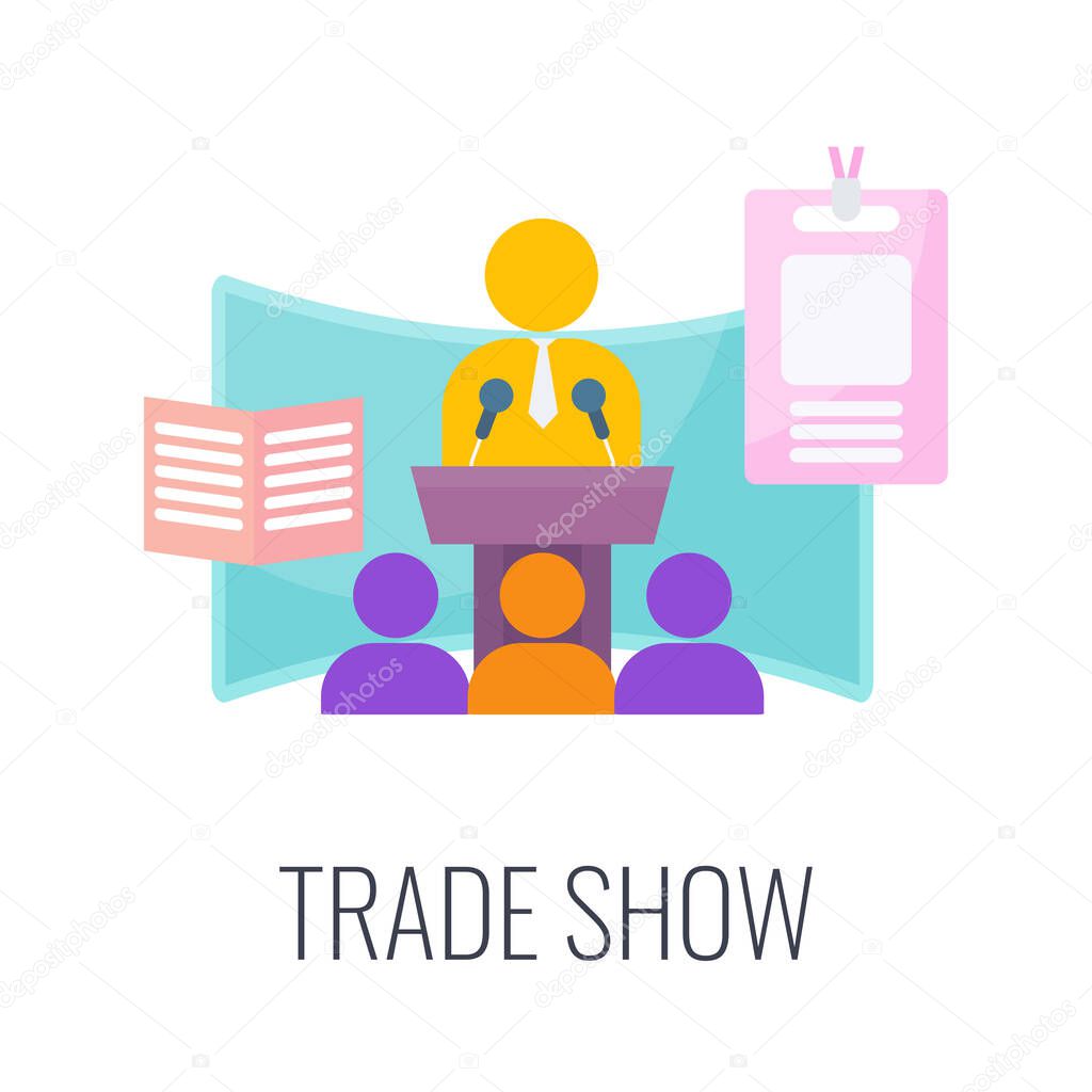 Trade show icon. Conferences and seminars for potential consumers.