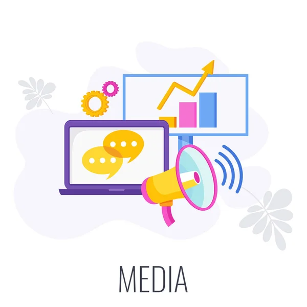 Média ikonok. Kommunikáció és információátadás. — Stock Vector