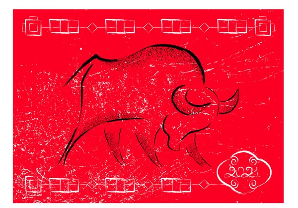 Китайский новый 2021 год фон. Бык, бык, корова — стоковый вектор