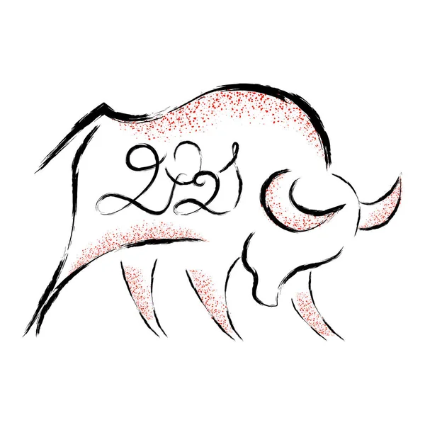 Nouvel an chinois 2021 fond. Buffle, taureau, vache — Image vectorielle
