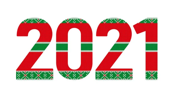 2021 knitted Cristmas and New Year card and banner. — Stock Vector