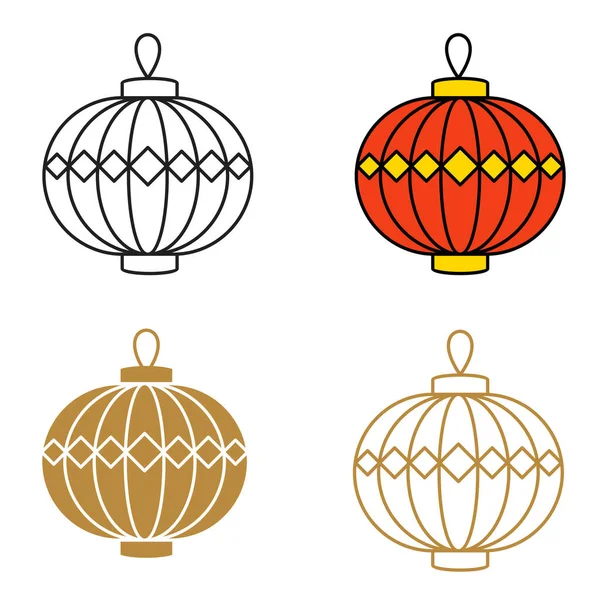 中国纸灯笼设置。新年贺年卡 — 图库矢量图片