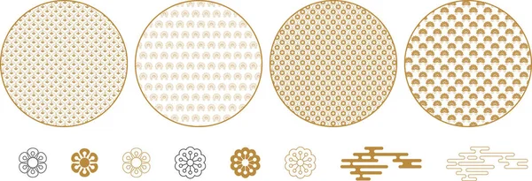 Round decorative elements with geometric and floral patterns. — Stock Vector