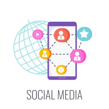 Sosyal Medya Bilgileri Piktogramı. Düz vektör illüstrasyonu.