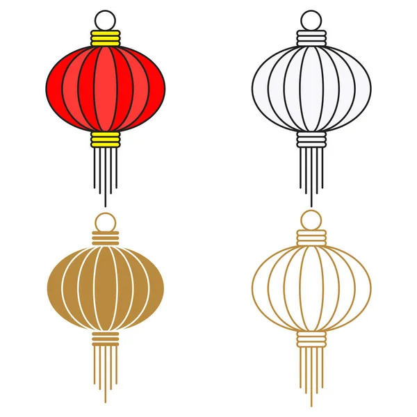 Chinese paper lanterns set. For New year greeting card — Stock Vector