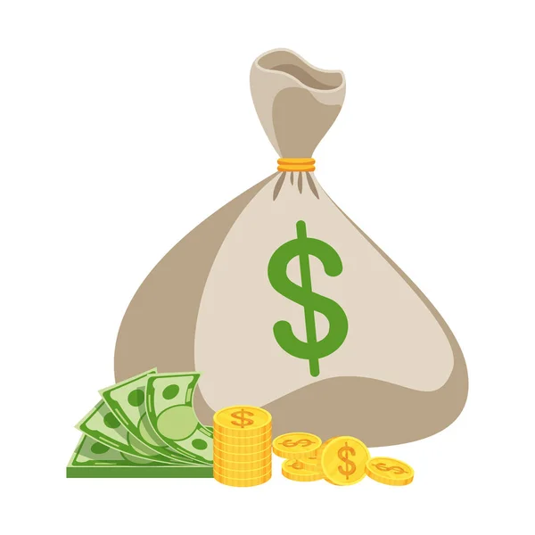 Χρήματα τσάντα στοίβα χρήματα — Διανυσματικό Αρχείο