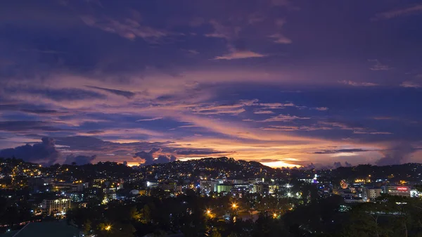 Pôr Sol Noite Vista Baguio Cima — Fotografia de Stock