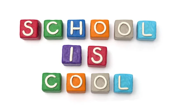 Coloreful Blocks Made Modeling Clay Letters Put Words School Cool — Stock Photo, Image