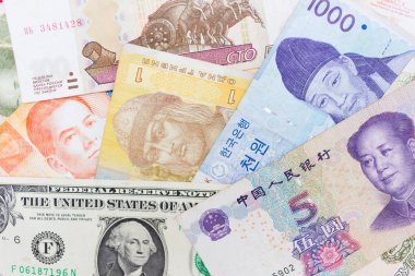 Farklı ülkelerin para banknotları veya para birimi alışverişi arka plan