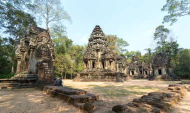 Kamboçya, Siem Reap - 30 Ocak 2017: Kamboçya'daki Angkor Wat Tapınağı kompleksinin kalıntıları