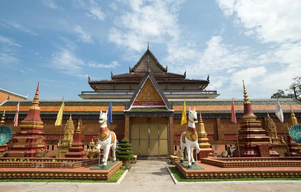 Siem Reap Camboja Fevereiro 2017 Estátuas Cavalos Templo Budista Preah — Fotografia de Stock