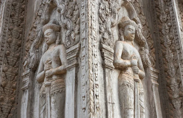 Bas Relief Väggmålning Khmer Kulturen Angkor Wat Temple Wall Kambodja — Stockfoto