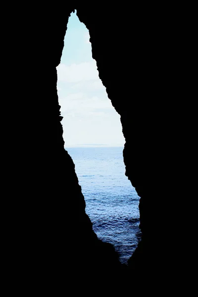 Una Vista Sul Mar Nero Dall Interno Una Grotta Che — Foto Stock