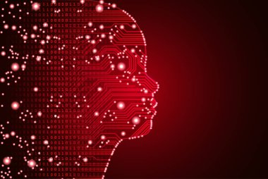 Büyük veri ve yapay zeka çocuk yüz kavramı.