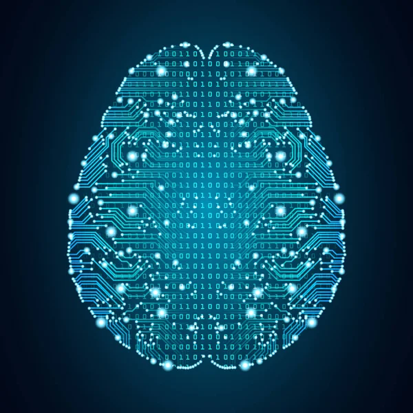 Big data en kunstmatige intelligentie hersenen concept. — Stockvector