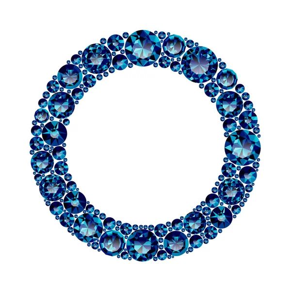 Cadre rond en améthystes bleues réalistes avec des coupes complexes Illustrations De Stock Libres De Droits