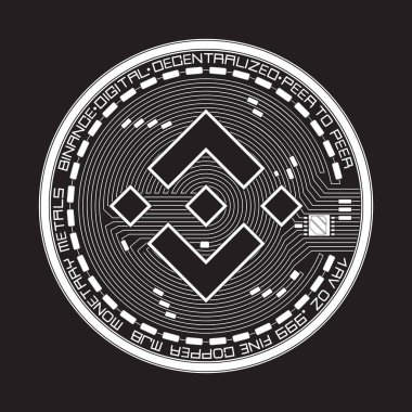Kripto para birimi binance siyah ve beyaz simgesi