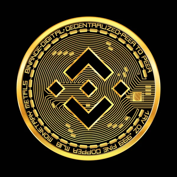 Золотой символ криптовалюты, выделенный на черном фоне — стоковый вектор