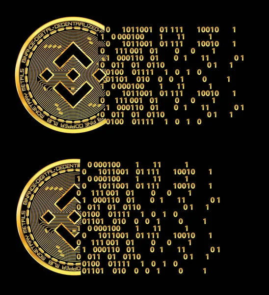 Zestaw binance krypto waluty latający złote symbole Grafika Wektorowa