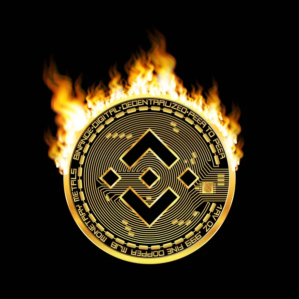 Κρυπτό Νόμισμα Χρυσό Νόμισμα Μαύρο Lackered Binance Σύμβολο Στον Εμπροσθότυπο Διανυσματικά Γραφικά